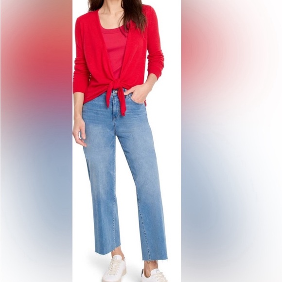 Women Sz M Nic+Zoe open front red light perforations casual cardigan sweater - Picture 9 of 9